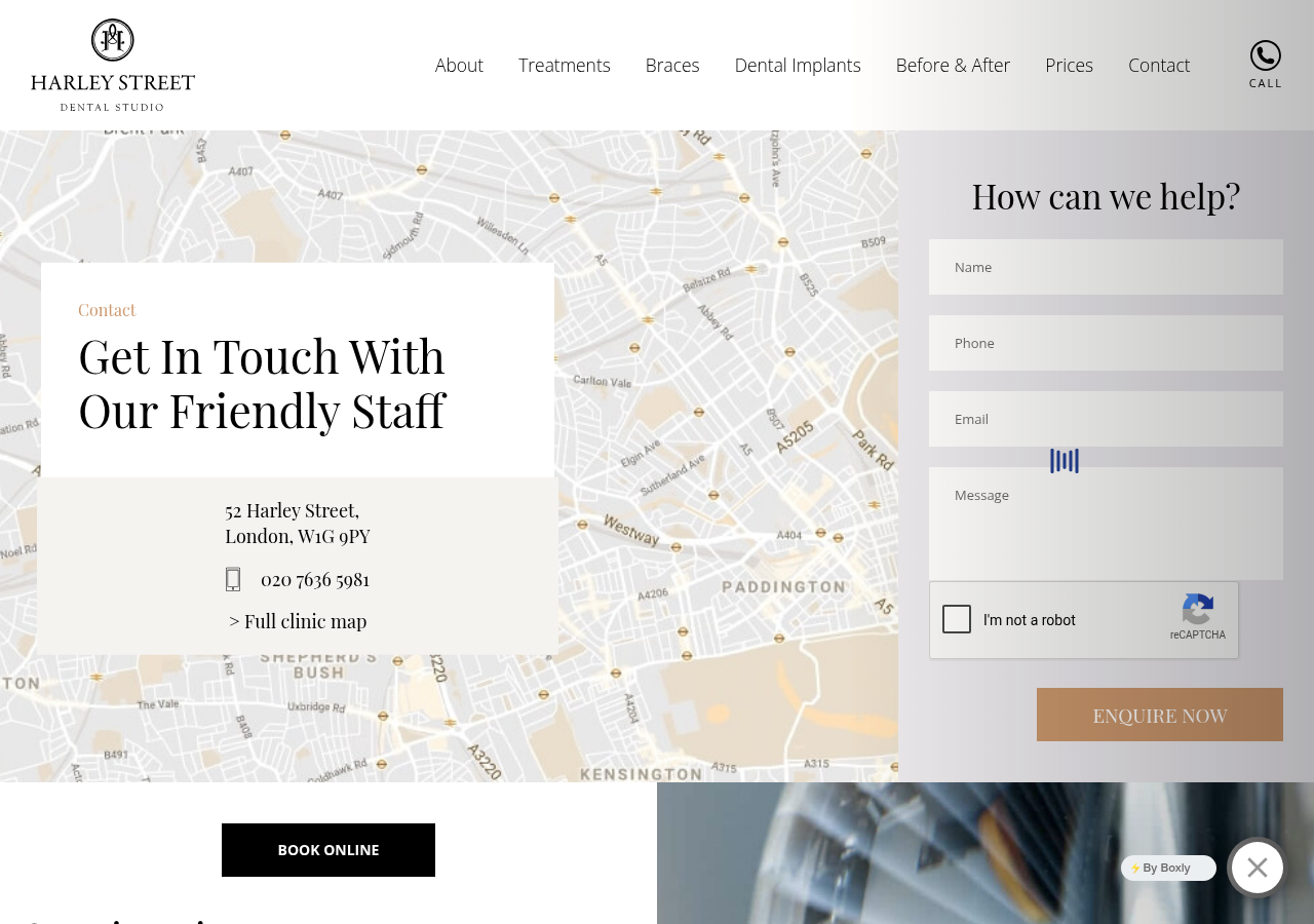 Screenshot of Contact Harley Street Dental Studio London