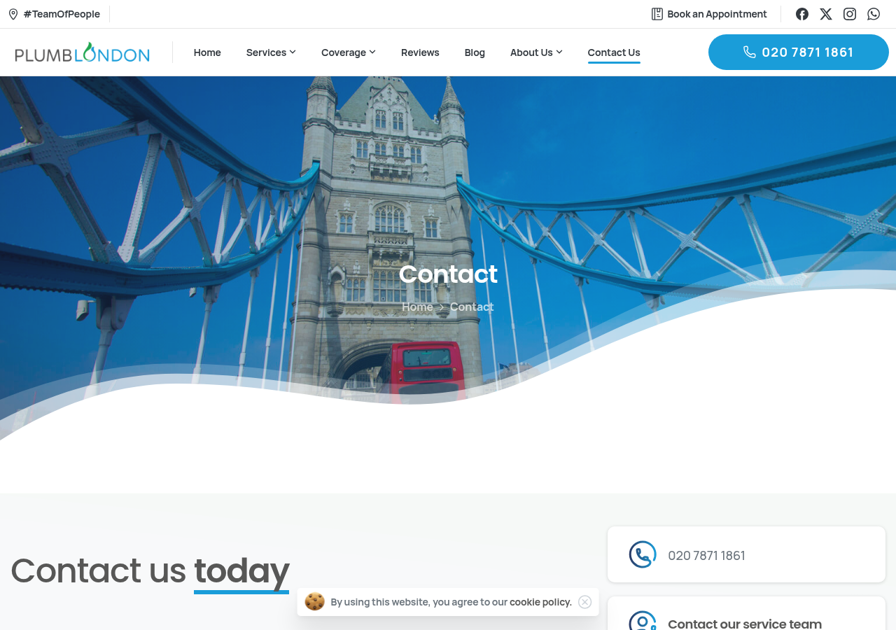Screenshot of Contact Us | Find Us | Quick Quote | Plumb London