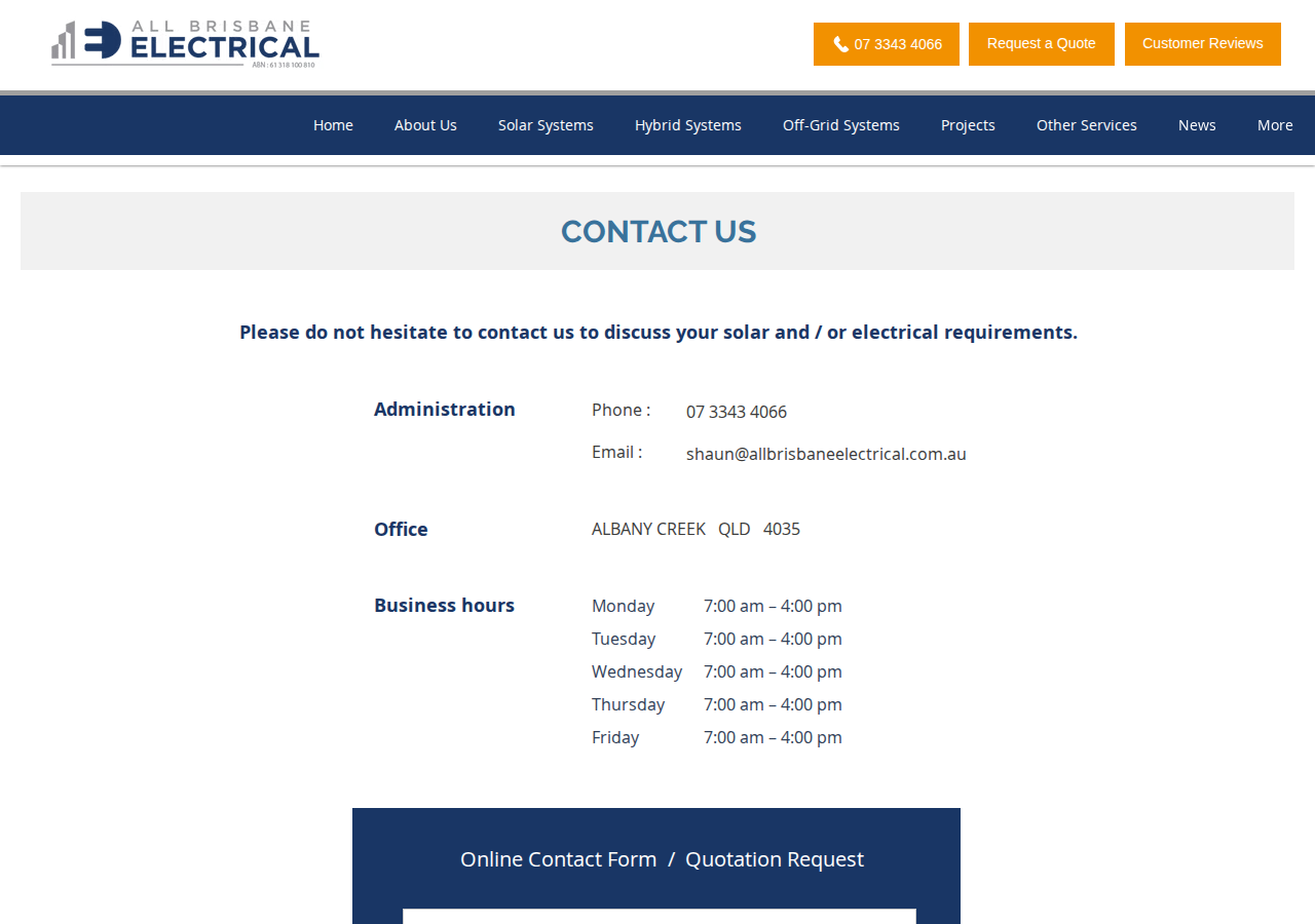 Screenshot of Contact Us | All Brisbane Electrical | Ph: 0406 320 099