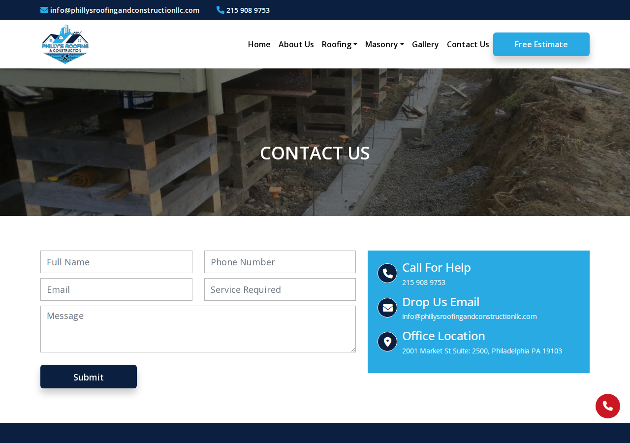 Screenshot of Contact Us – Philly’s Roofing & Construction LLC