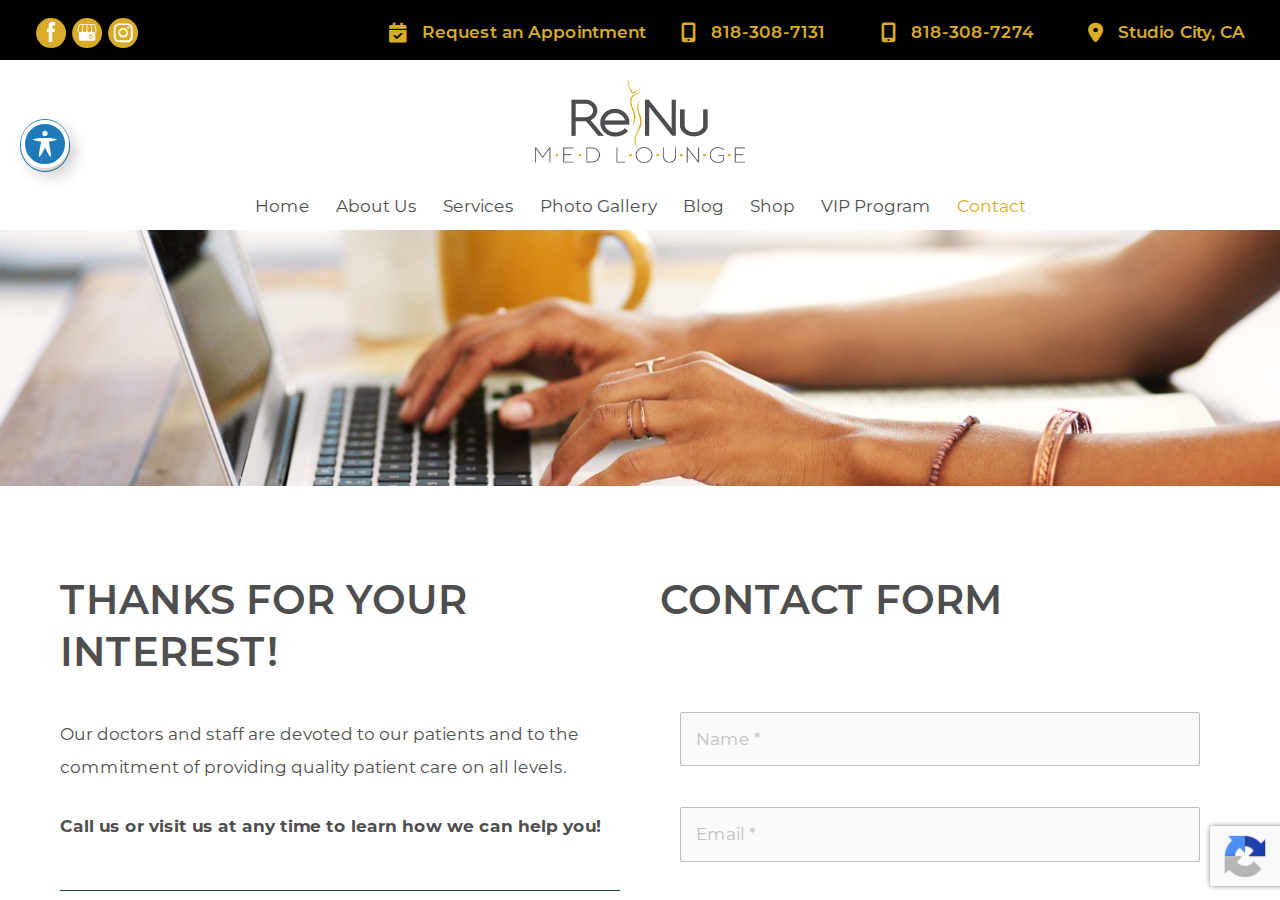 Screenshot of Contact Us | ReNu Med Lounge | Medical Spa Studio City, CA