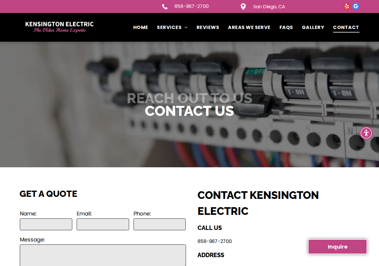 Screenshot of Contact | San Diego, CA | Kensington Electric
A black silhouette of a telephone on a white background.A black map pin with a white circle in the middle on a white background.858-967-2700A black map pin with a circle in the middle.