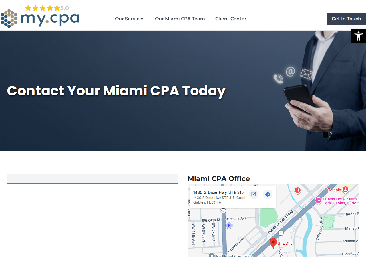 Screenshot of Contact Us - MyCPA MiamiExpandToggle MenuExpandAccessibility ToolsIncrease TextDecrease TextGrayscaleHigh ContrastNegative ContrastLight BackgroundLinks UnderlineReadable FontReset