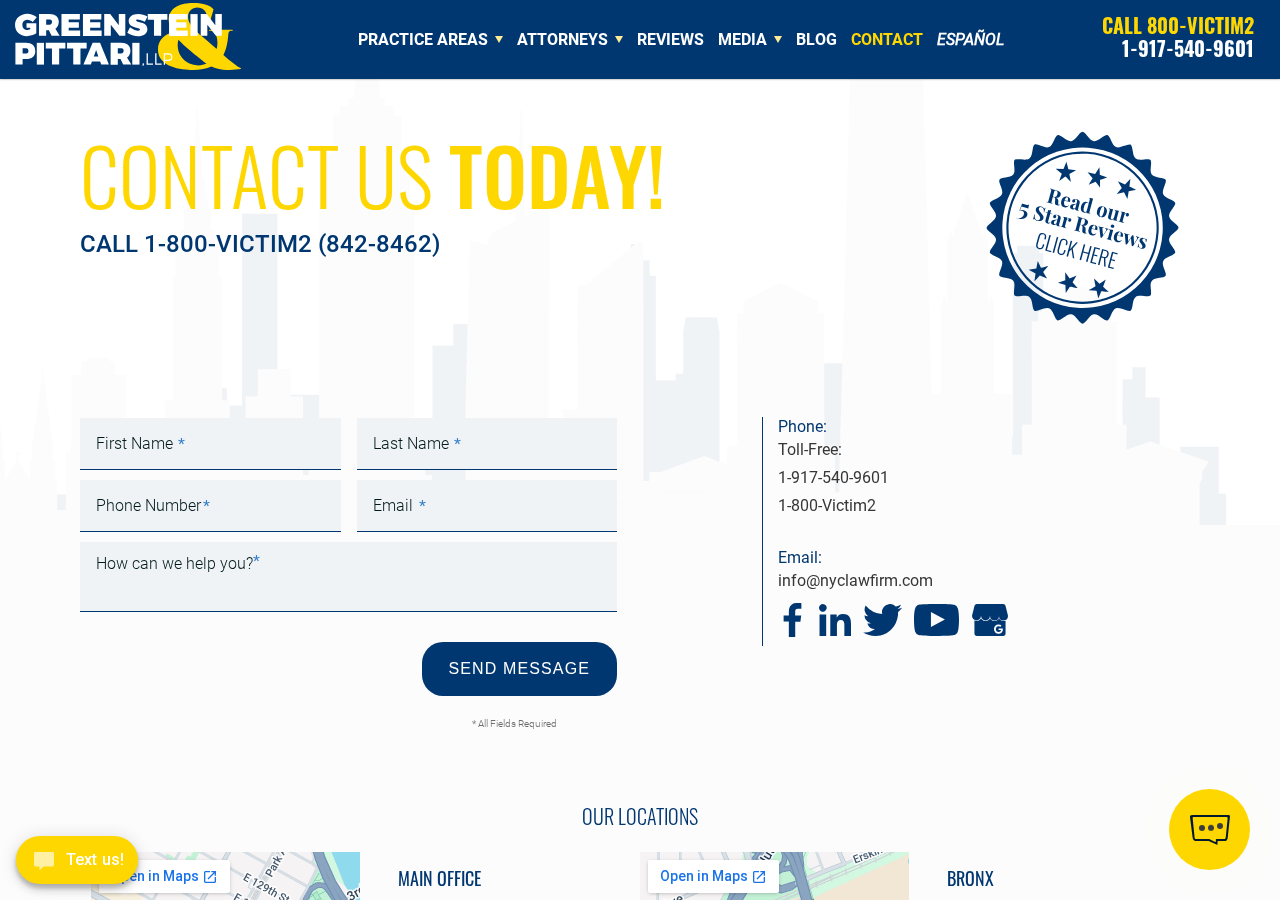 Screenshot of Contact | Greenstein & Pittari, LLP