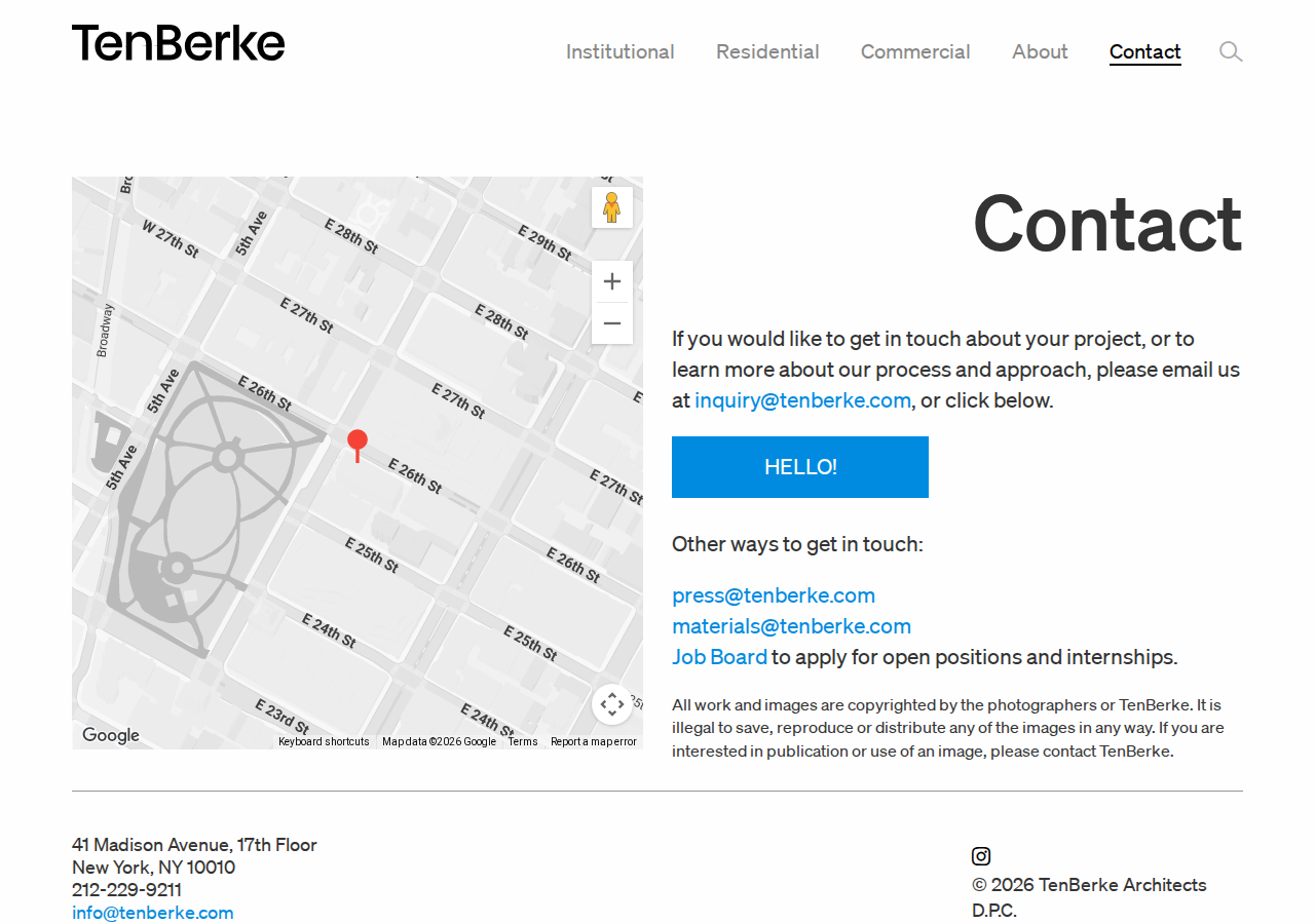 Screenshot of TenBerke - Contact