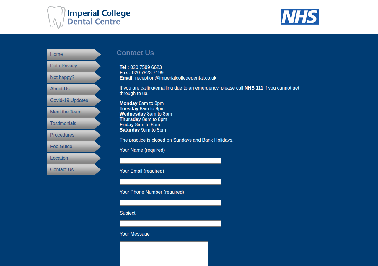 Screenshot of Contact Us - Imperial College Dental | Imperial College Dental