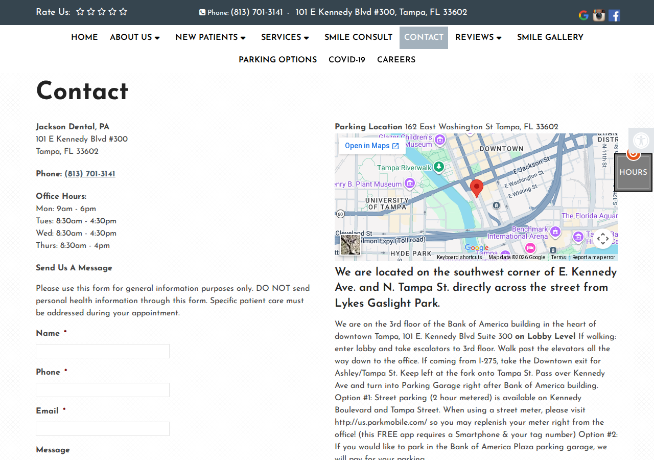 Screenshot of Dentist Near Me - Contact Us | Jackson Dental, PAAccessibility ToolsIncrease TextDecrease TextGrayscaleLinks UnderlineReadable Font