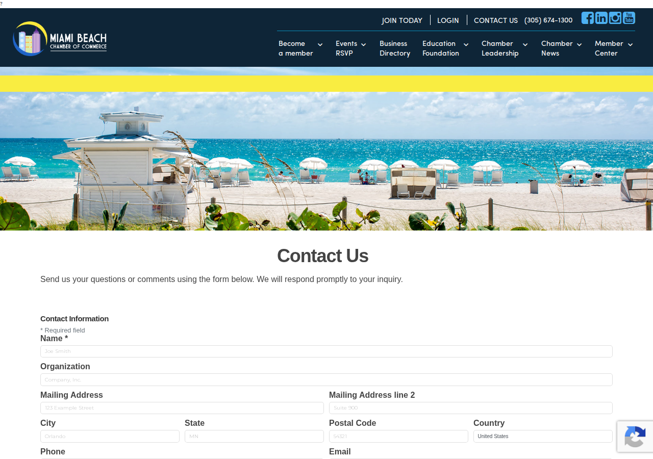 Screenshot of Contact Us - Miami Beach Chamber of Commerce