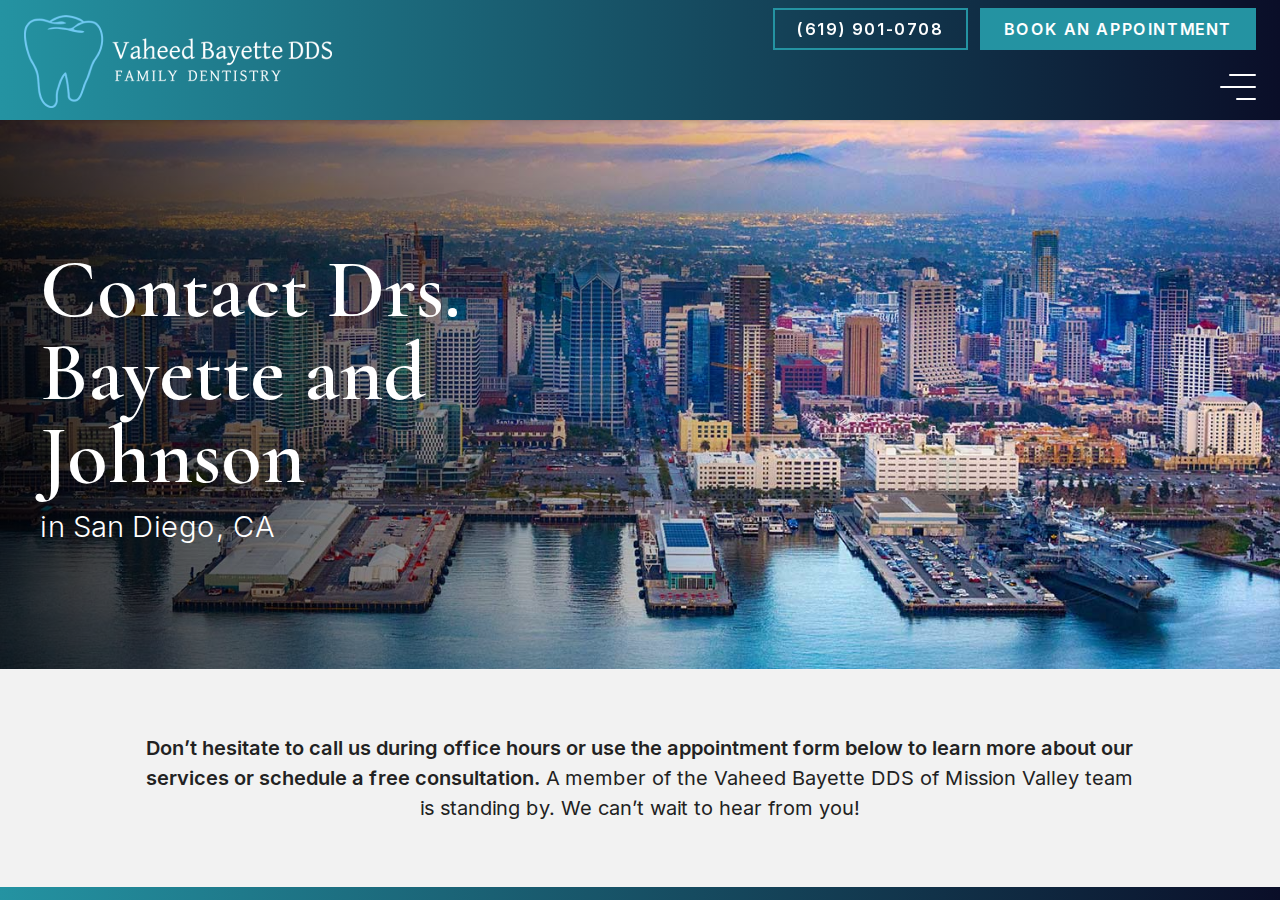 Screenshot of Contact Vaheed Bayette, DDS | San Diego, CA
