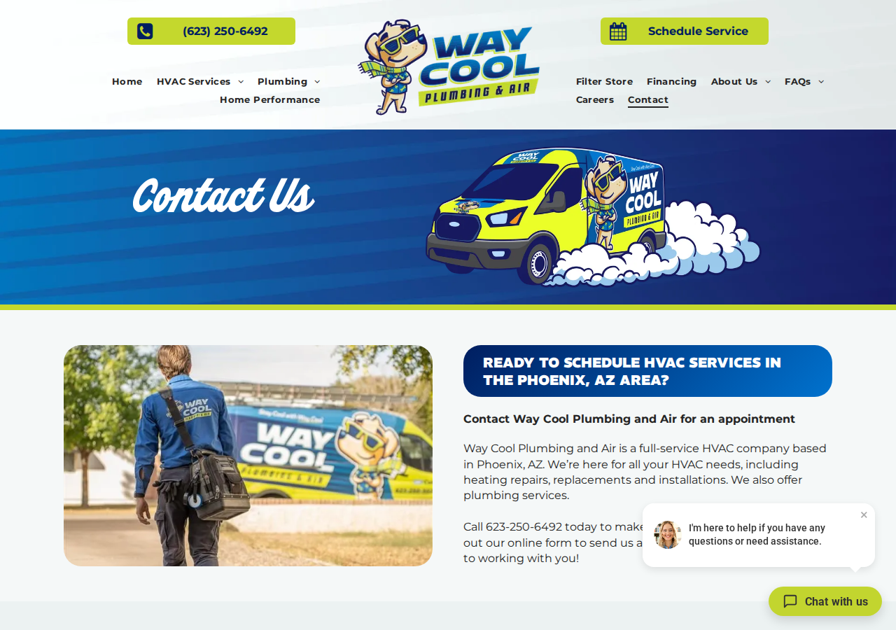 Screenshot of Contact for HVAC & Plumbing Services | Way Cool Plumbing and Air | Phoenix, AZ