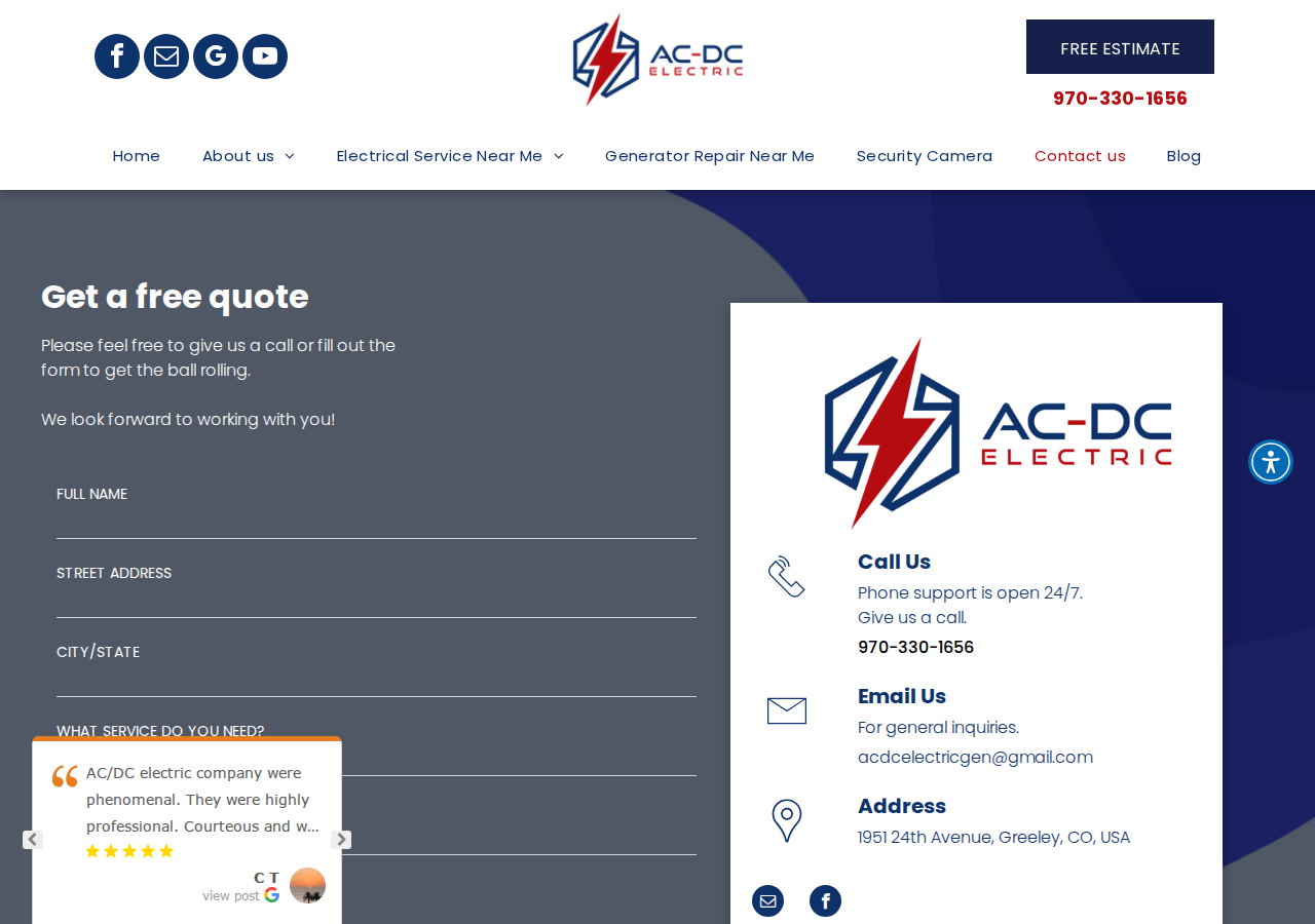 Screenshot of Contact AC-DC Electric | Free Estimates in Northern CO