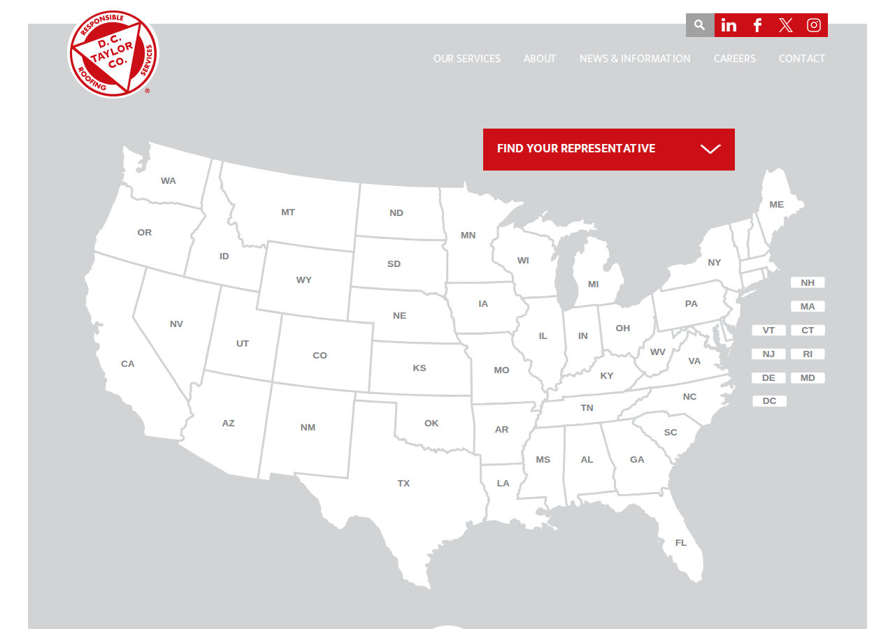Screenshot of Contact Our Commercial Roofing Experts | D. C. Taylor Co.
