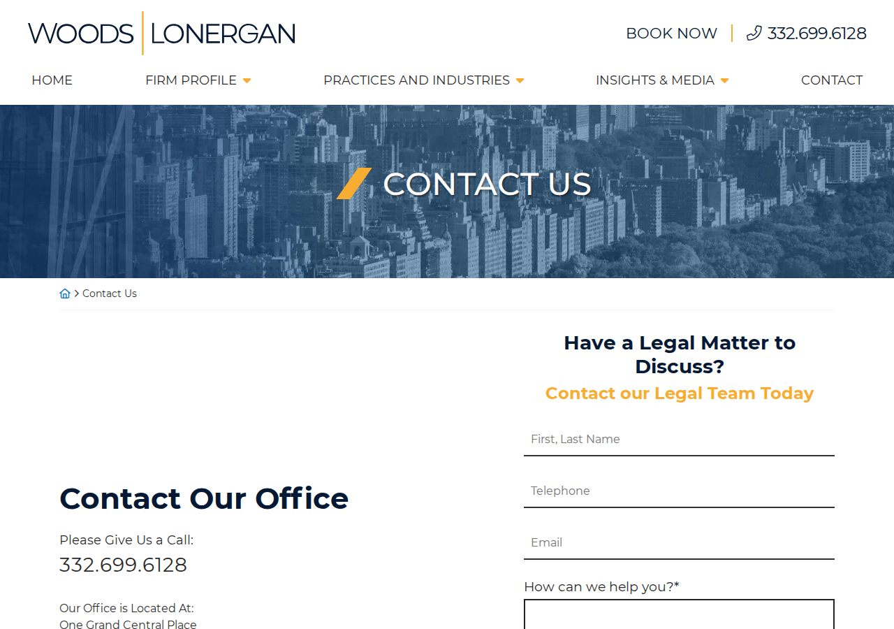 Screenshot of Contact Us - Woods Lonergan PLLC