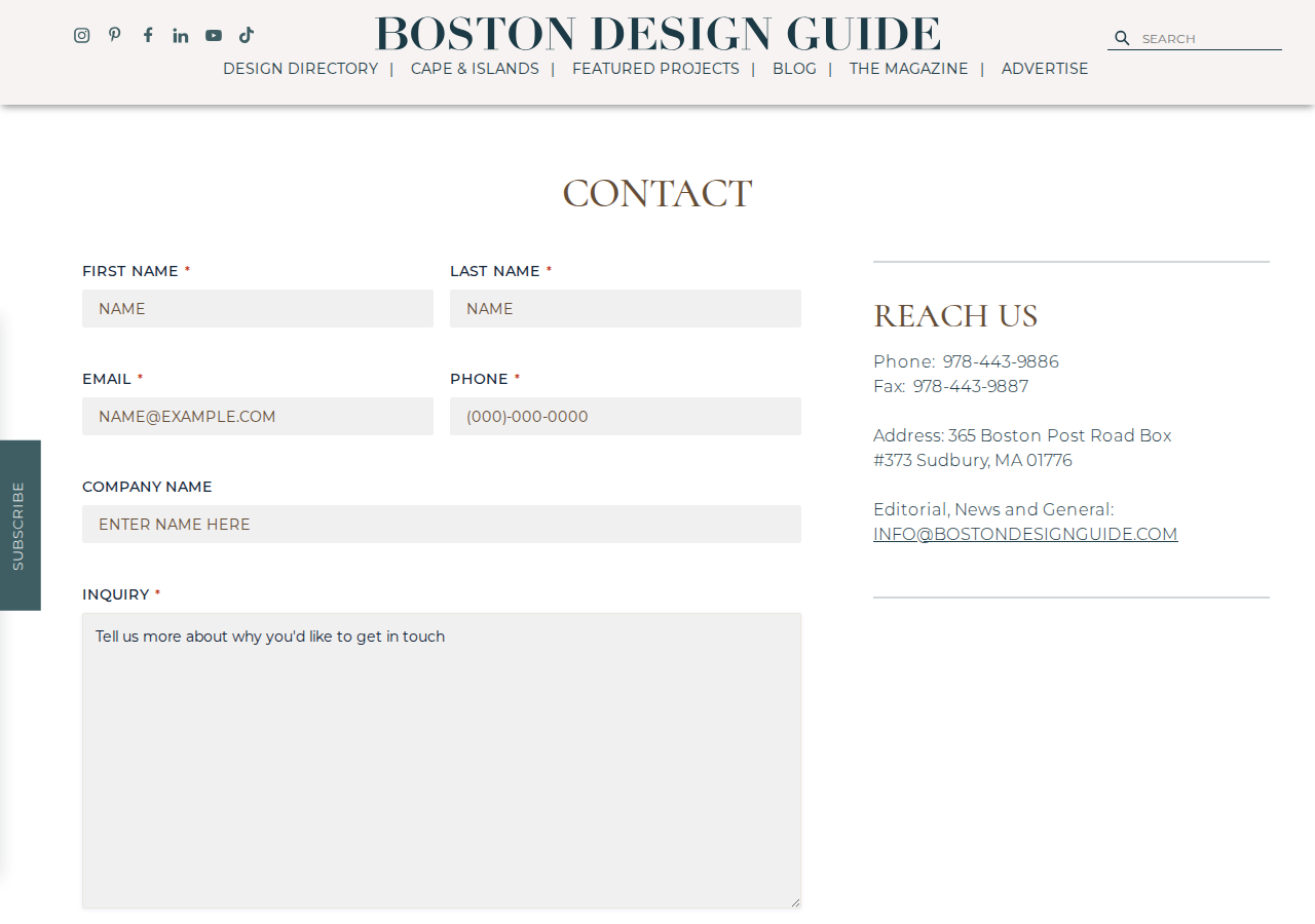 Screenshot of Contact - Boston Design Guide