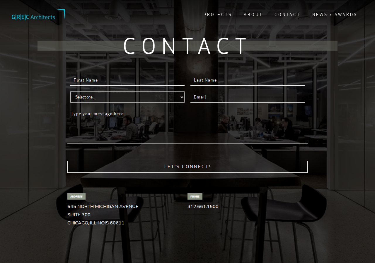 Screenshot of GREC Studio- Contact