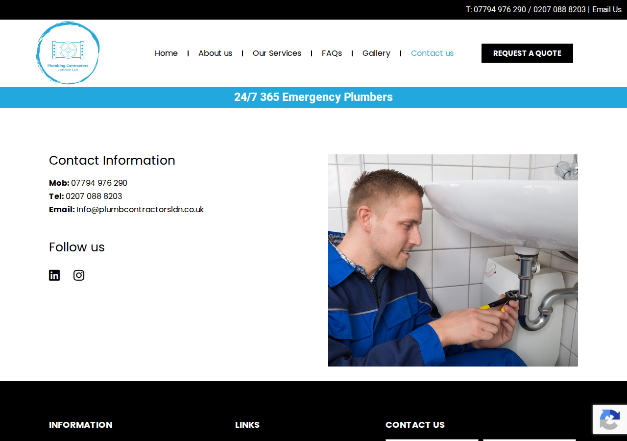Screenshot of Contact us - Local London Plumbers