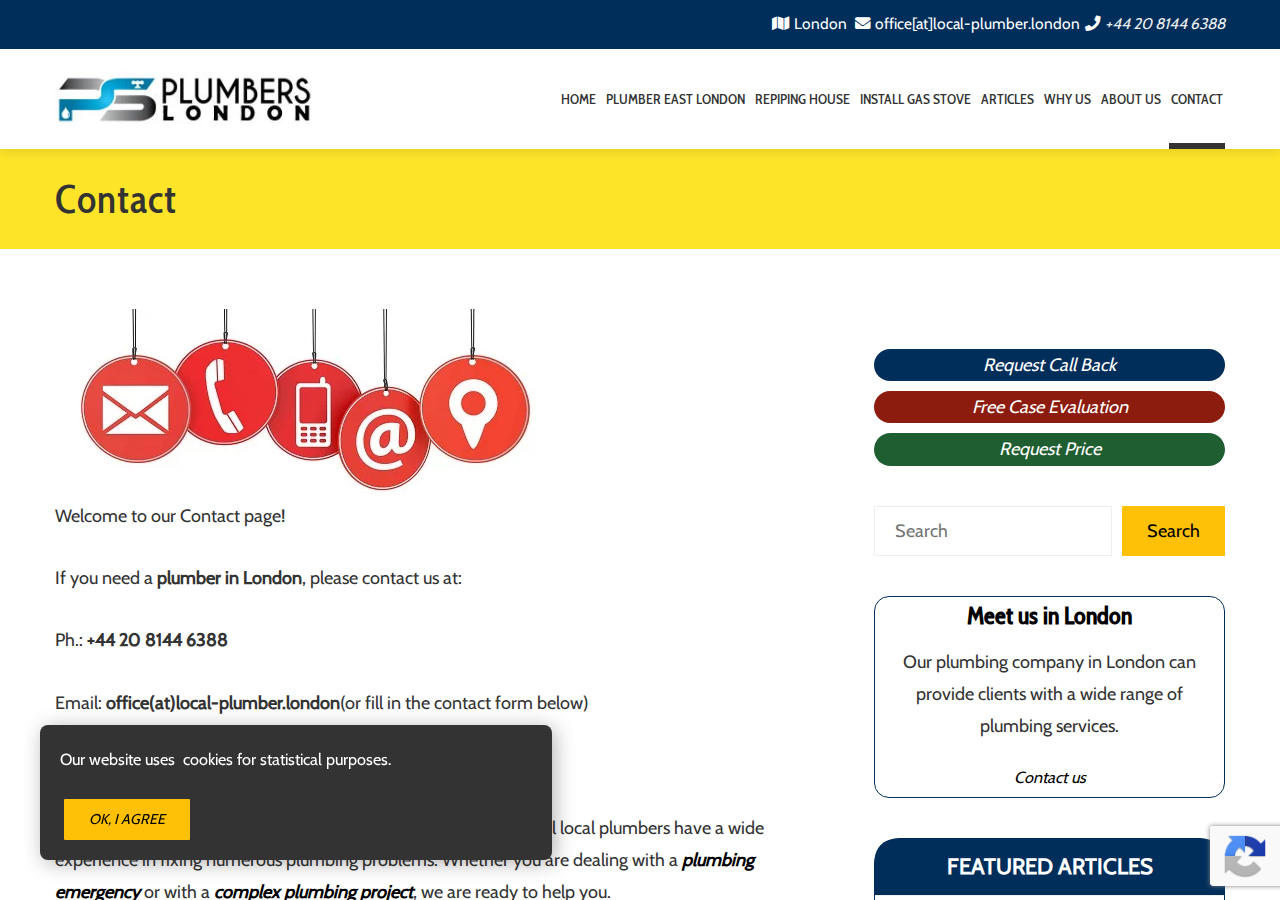 Screenshot of Contact our plumbers in London