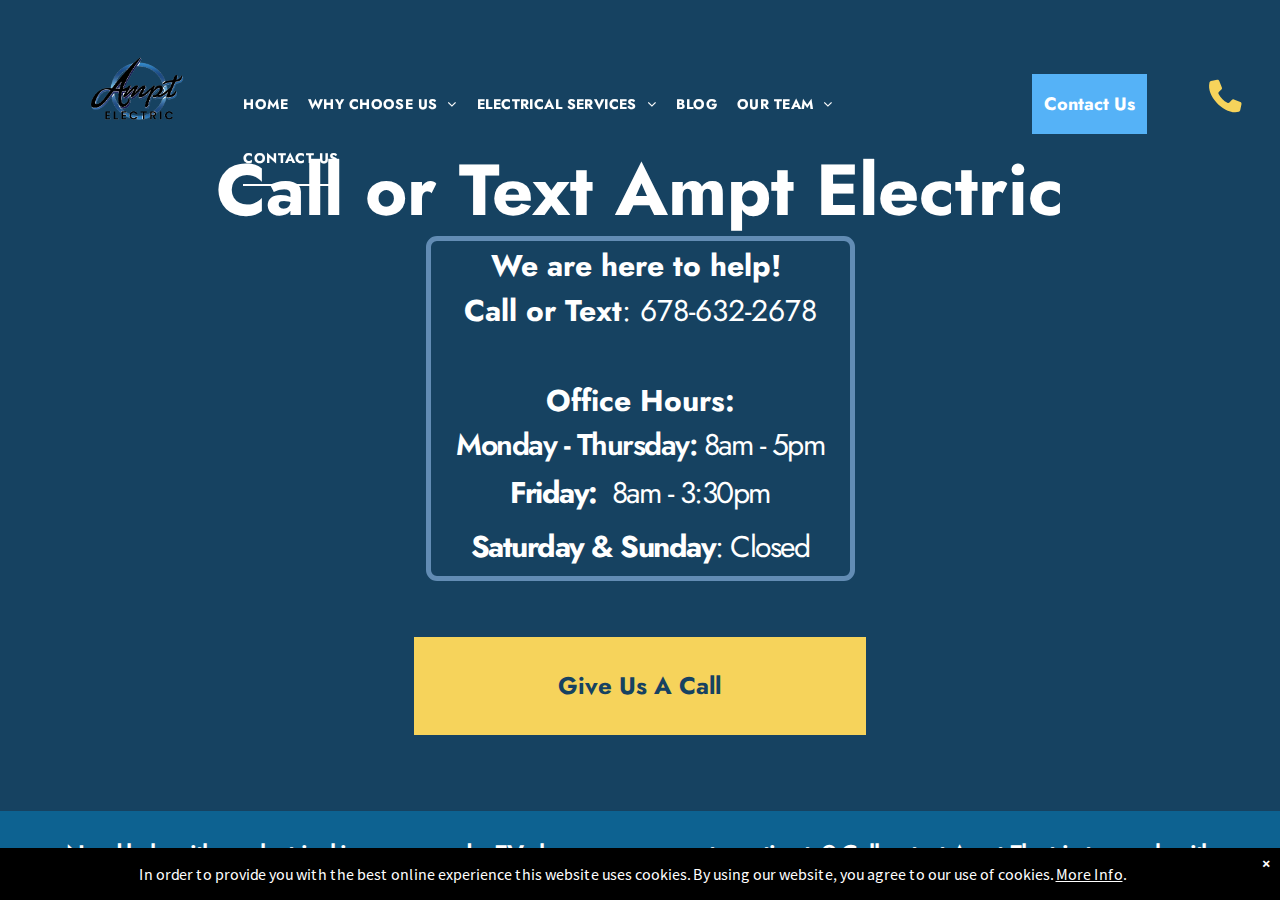 Screenshot of Contact a Licensed Electrician in Cobb County, GA | Ampt Electric