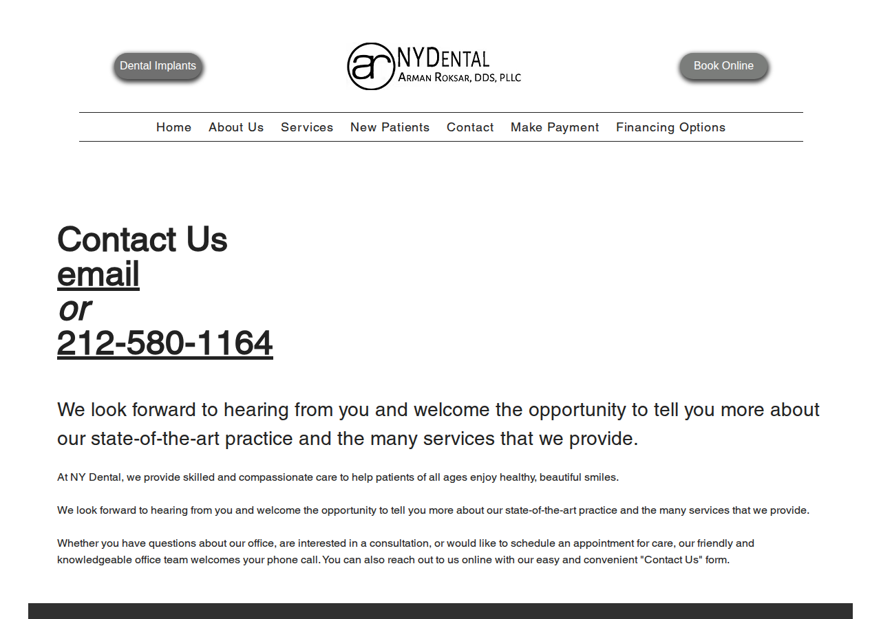 Screenshot of Contact NY Dental | Schedule Your Appointment Today