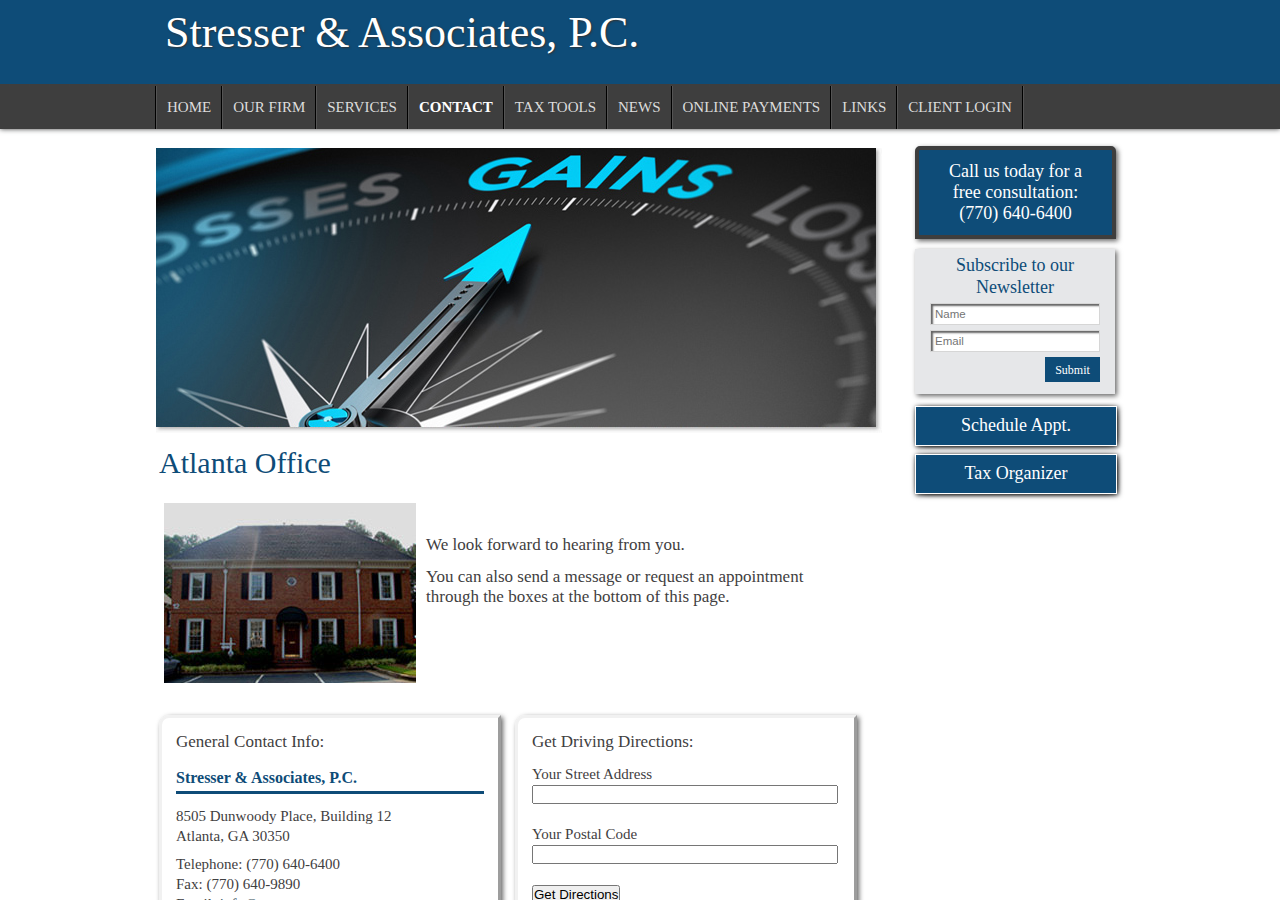 Screenshot of Stresser & Associates, P.C.: A professional tax and accounting firm in Atlanta, Georgia: Atlanta Office