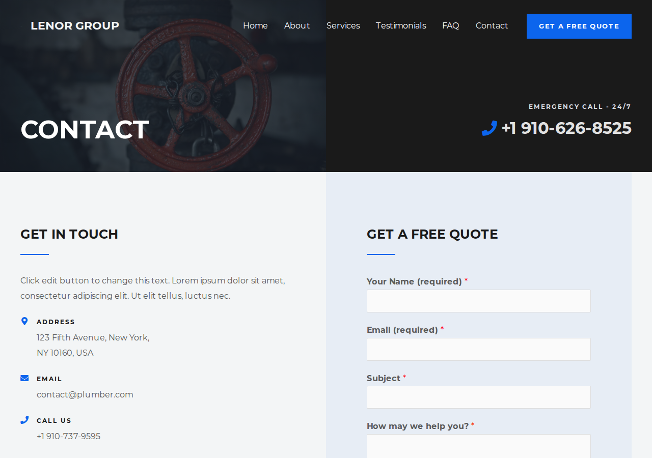 Screenshot of Contact – LENOR GROUP