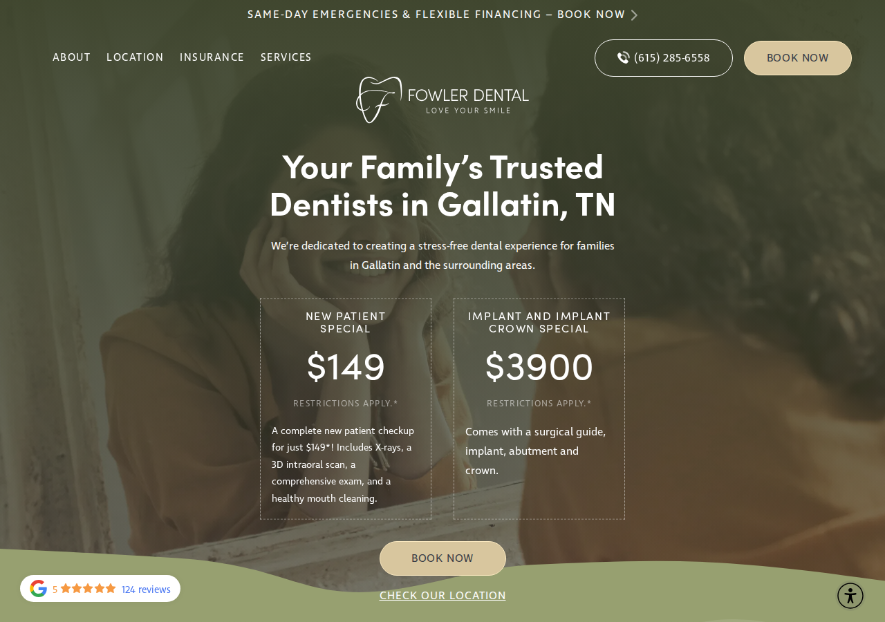 Screenshot of Gallatin, TN Dentist | Modern Family Dental Care | Fowler Dental