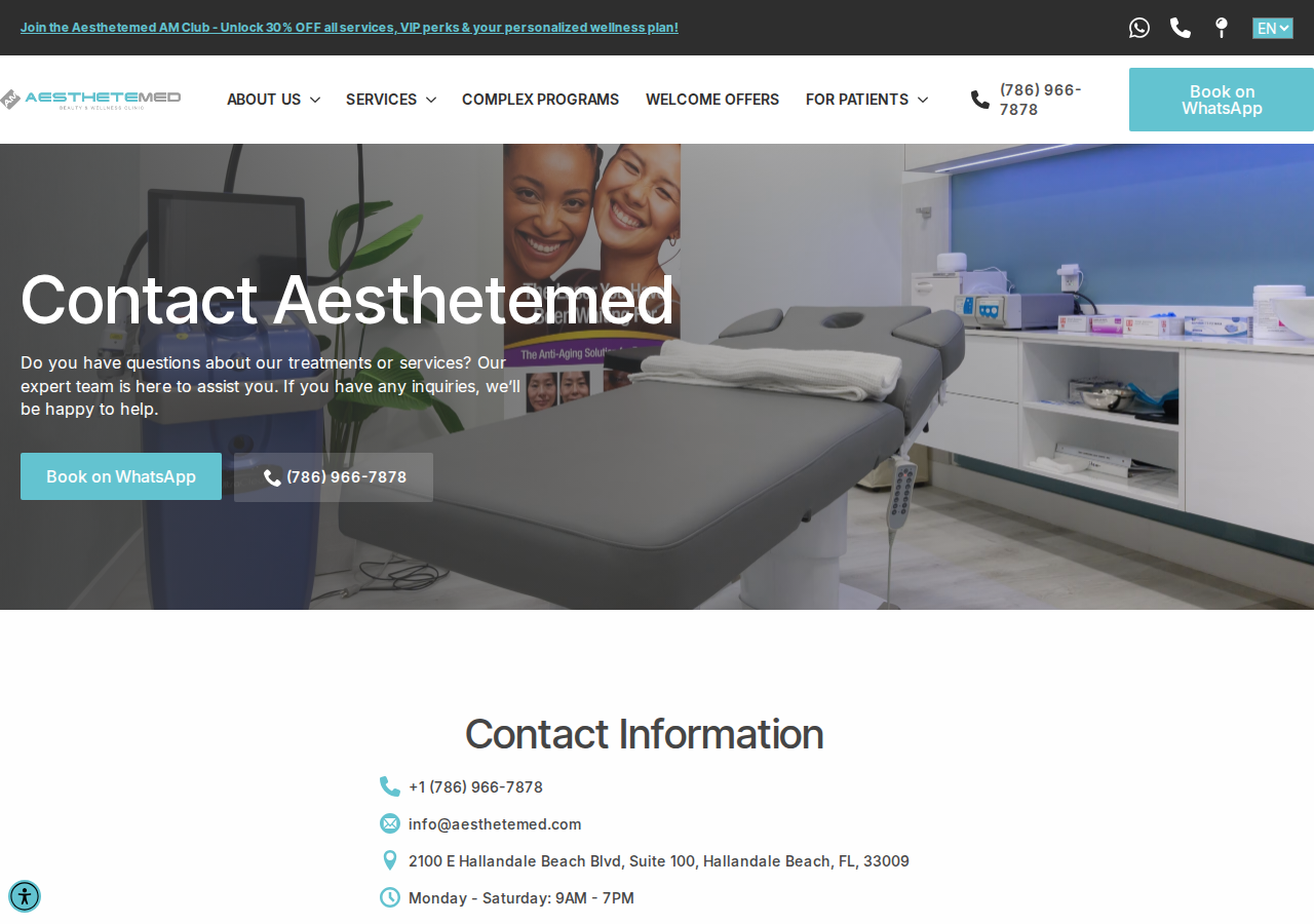 Screenshot of Contact Us | Aesthetemed