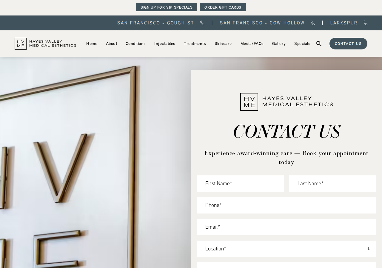 Screenshot of Contact | Hayes Valley Medical Esthetics