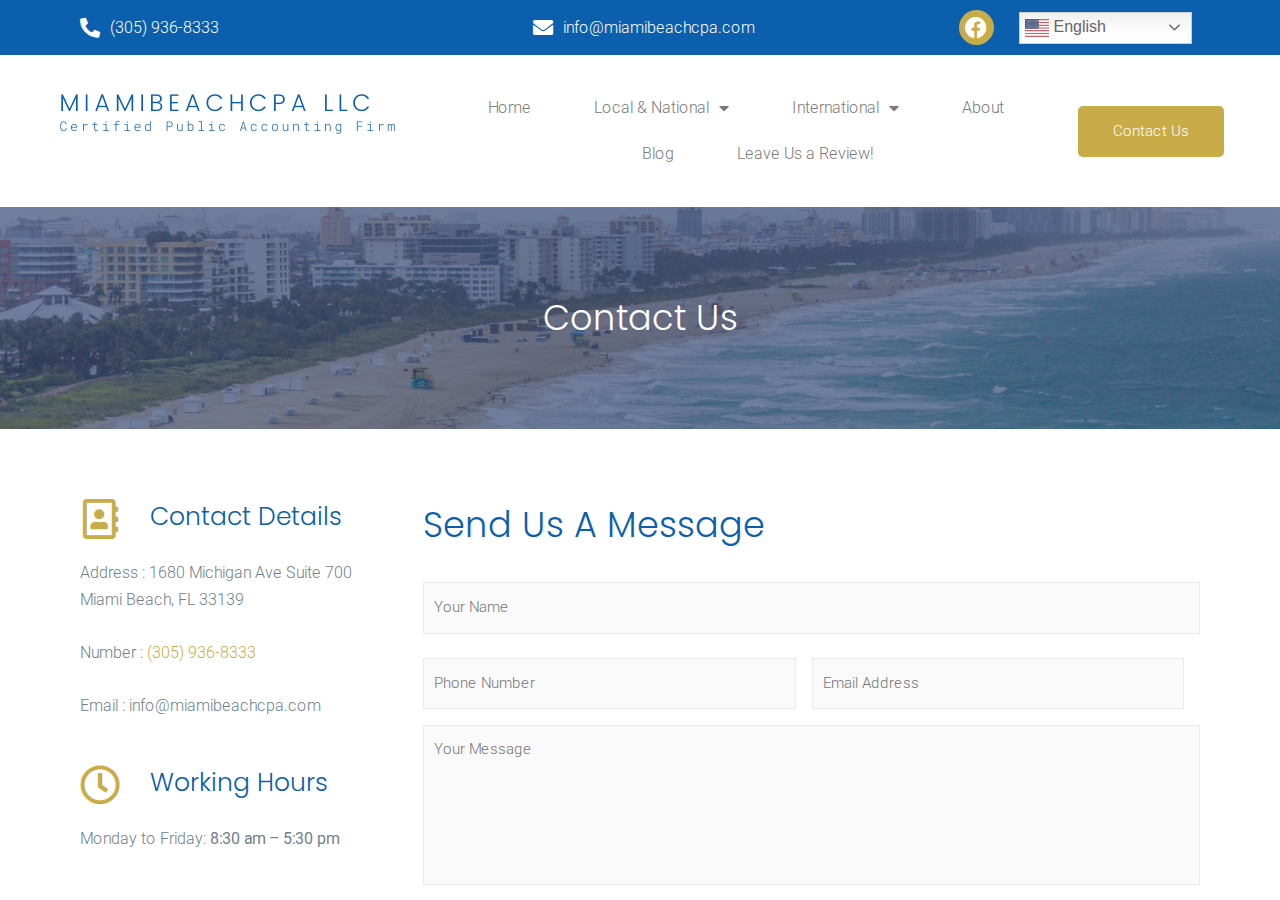 Screenshot of Contact | Miami Beach CPA