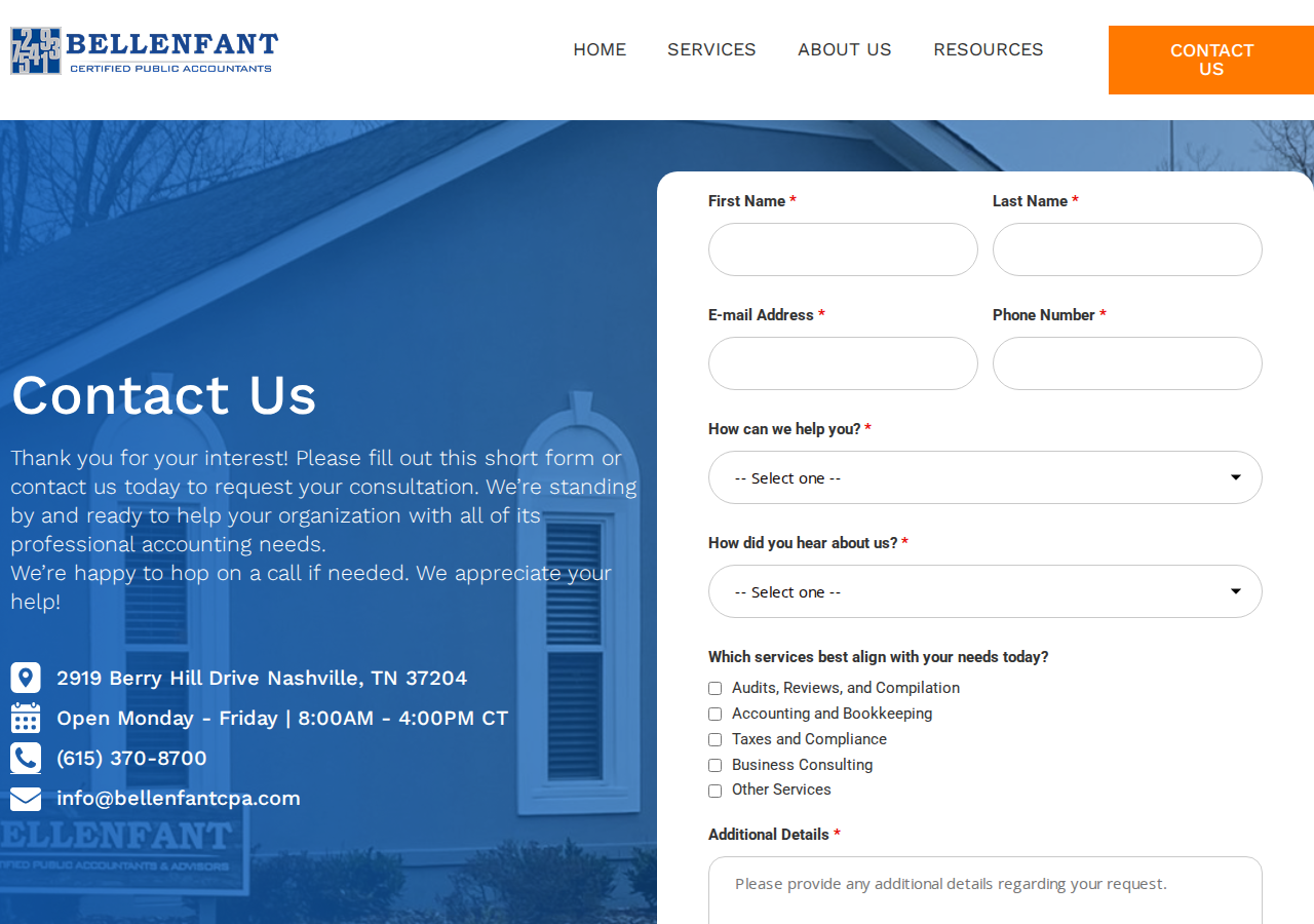 Screenshot of Contact Us - Bellenfant, PLLC