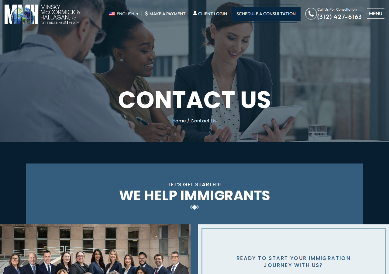 Screenshot of Minsky McCormick & Hallagan, P.C. | Chicago Immigration Attorneys | Immigration Attorneys Elgin