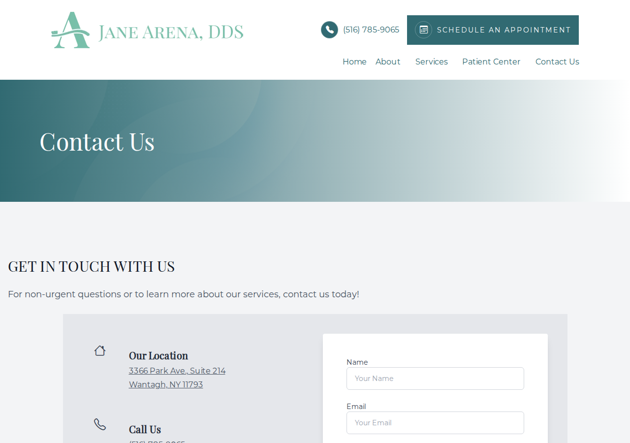 Screenshot of Contact Us - Jane Arena, DDS | Trusted Dentists in Wantagh, NY