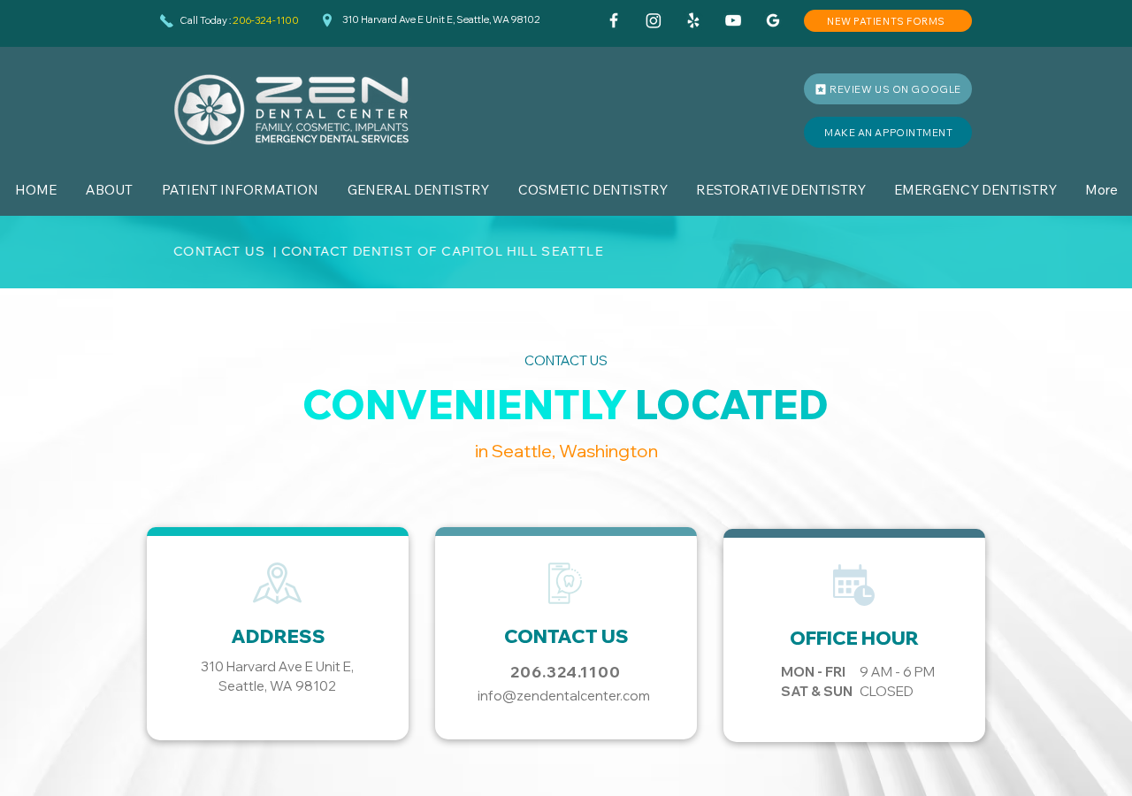 Screenshot of CONTACT US | Capitol Hill Seattle WA | Zen Dental Center