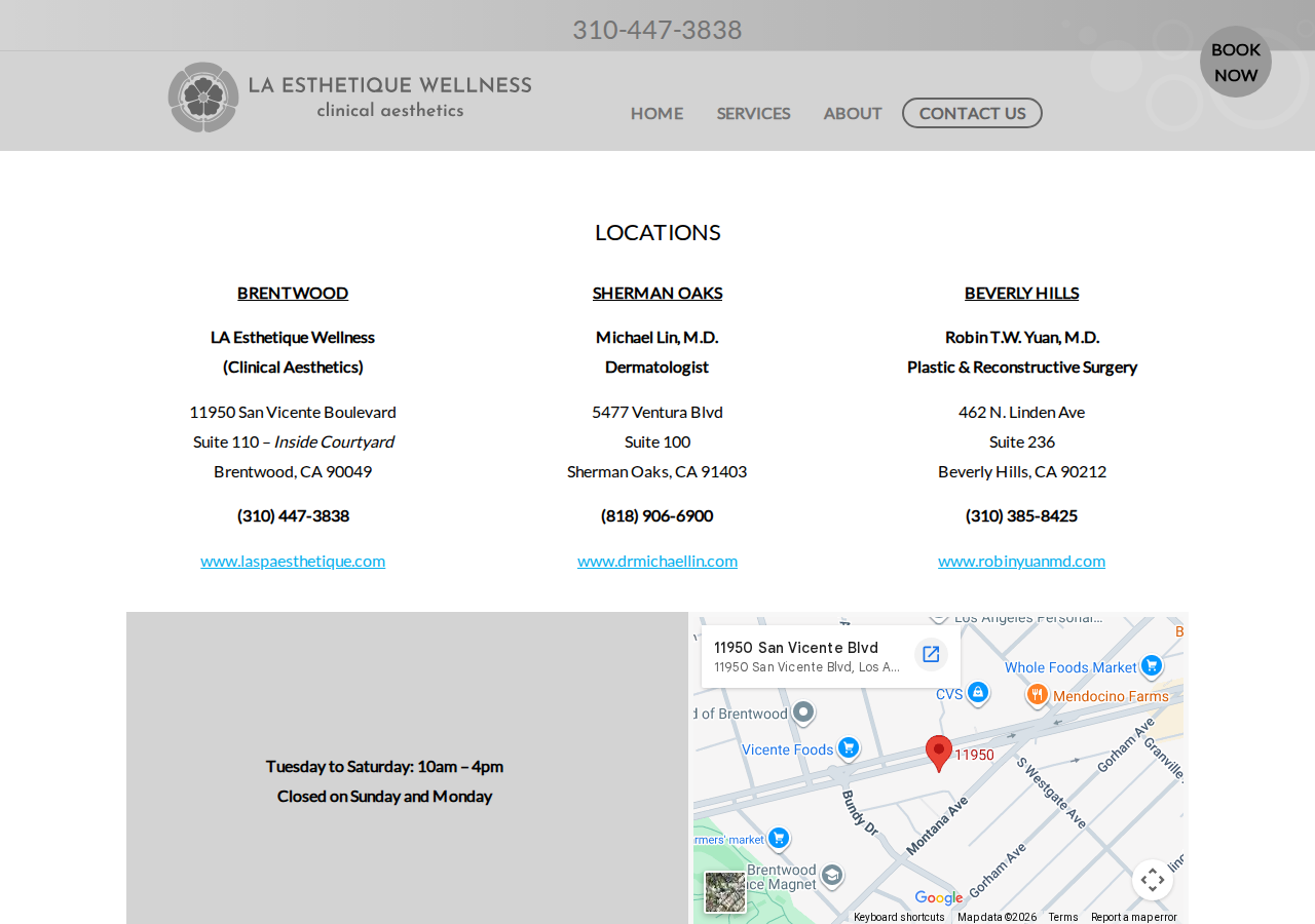 Screenshot of LA Esthetique "Clinical Aesthetics" | Contact Us