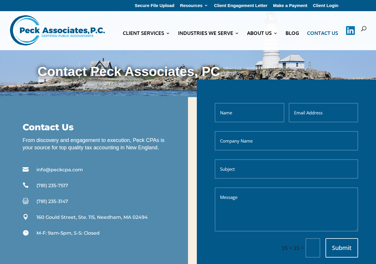 Screenshot of Accountant | Needham MA | Contact | Peck Associates
