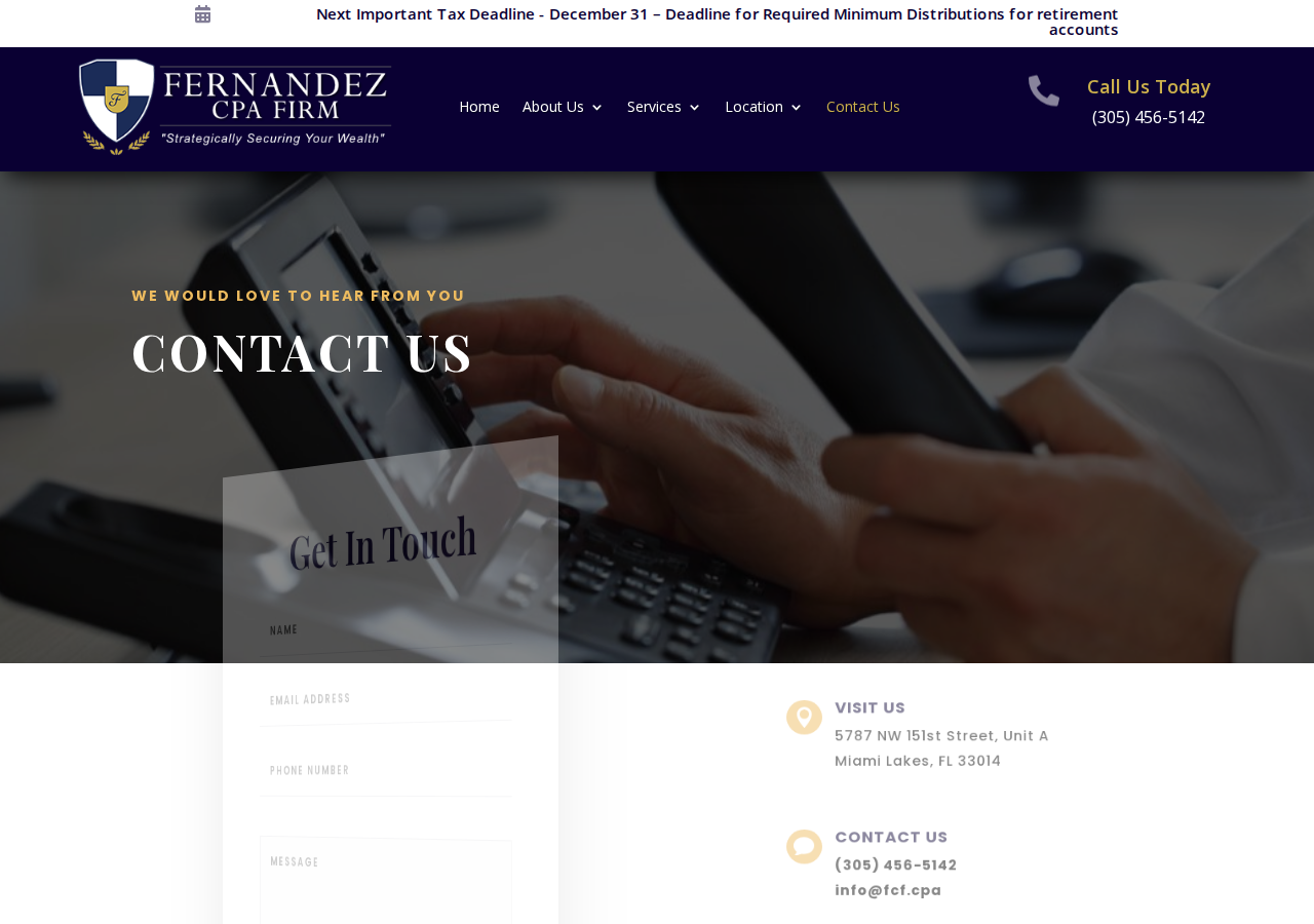 Screenshot of Contact Us - Fernandez CPA Firm