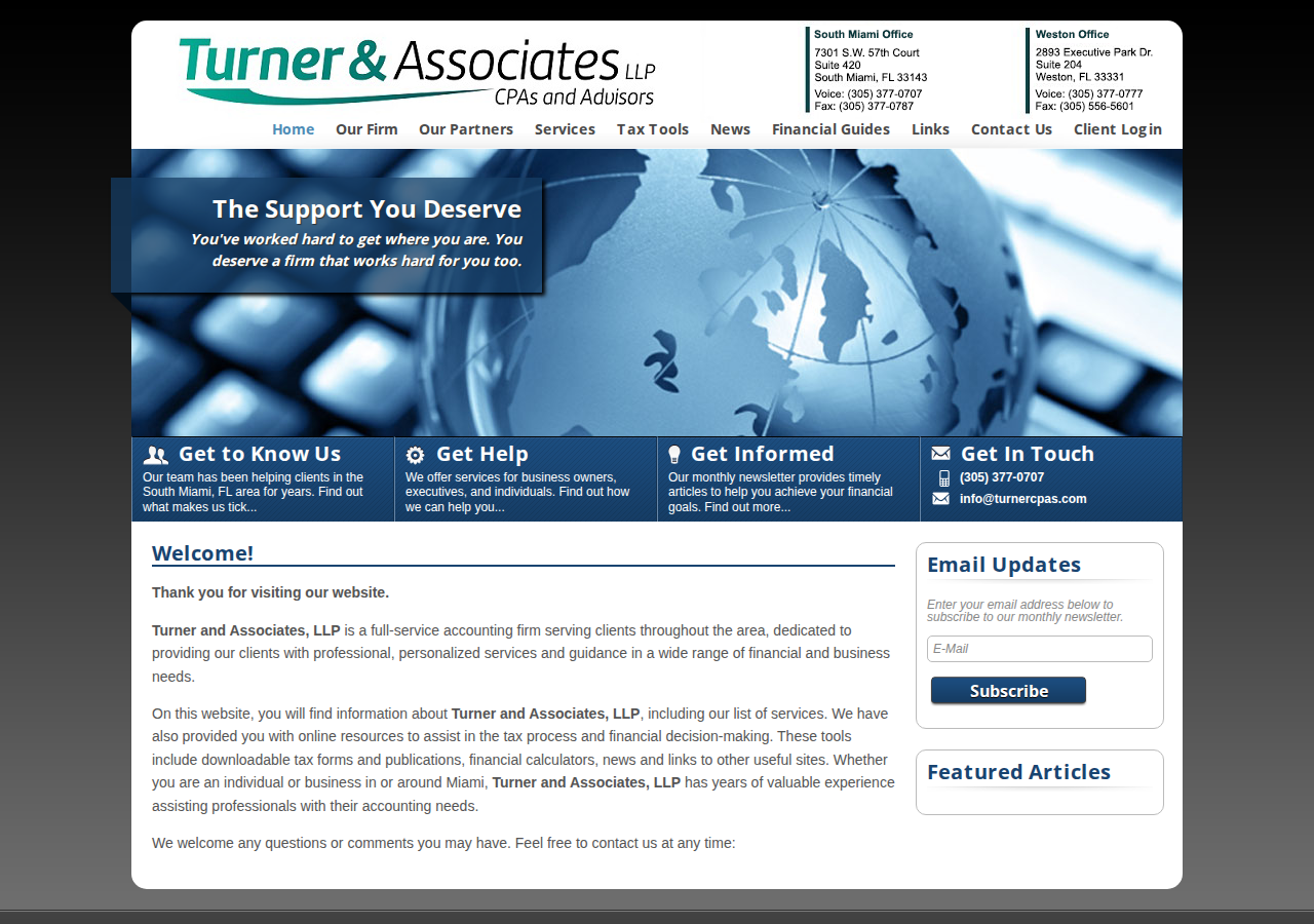 Screenshot of South Miami, FL Accounting Firm | Home Page | Turner and Associates, LLP