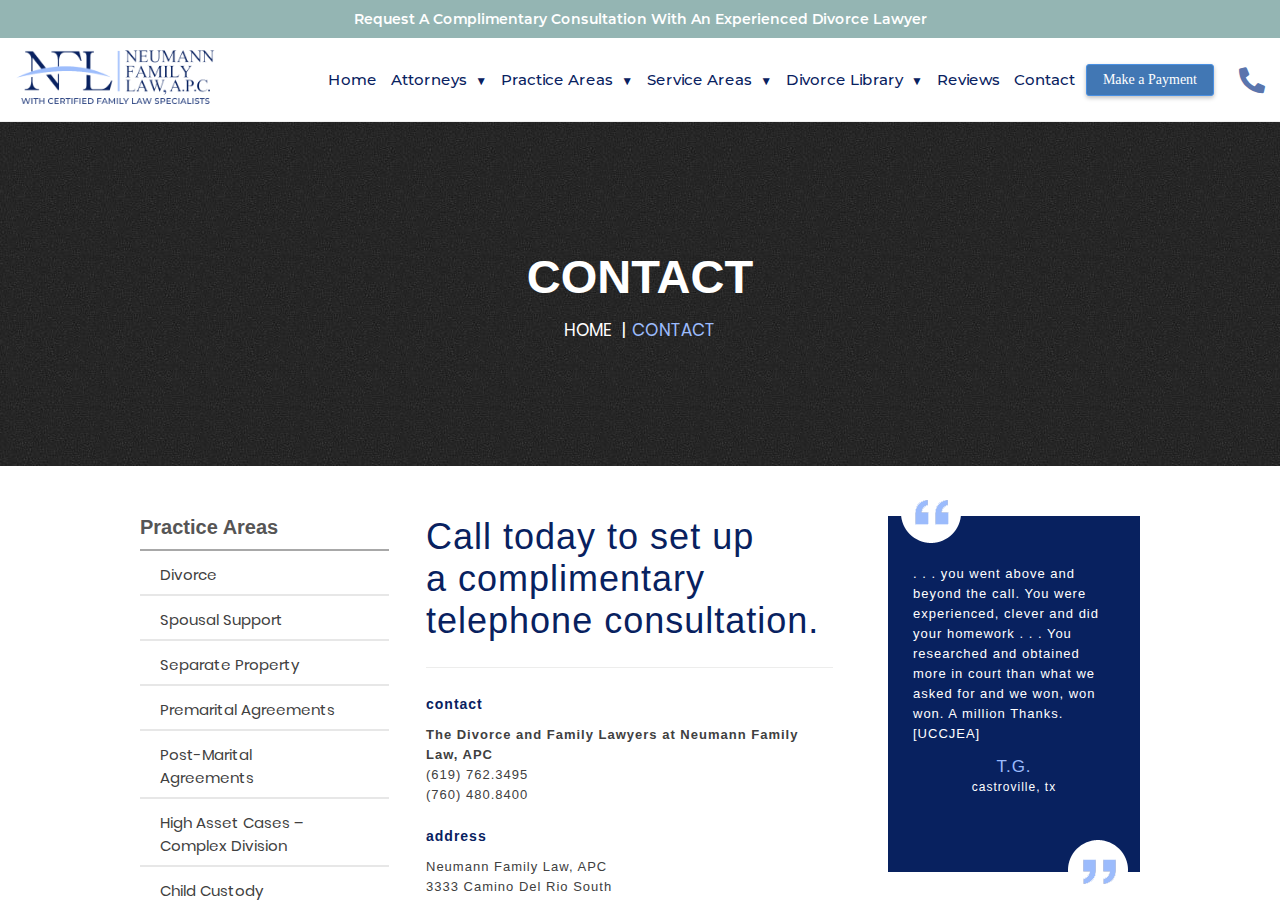 Screenshot of Contact Us | Divorce Lawyers | Neumann Family Law, APC