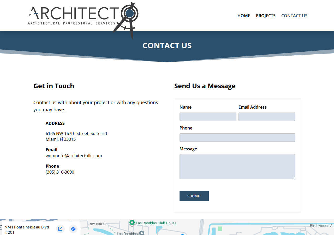 Screenshot of Contact Us | Architect Miami Florida | Architecto LLC