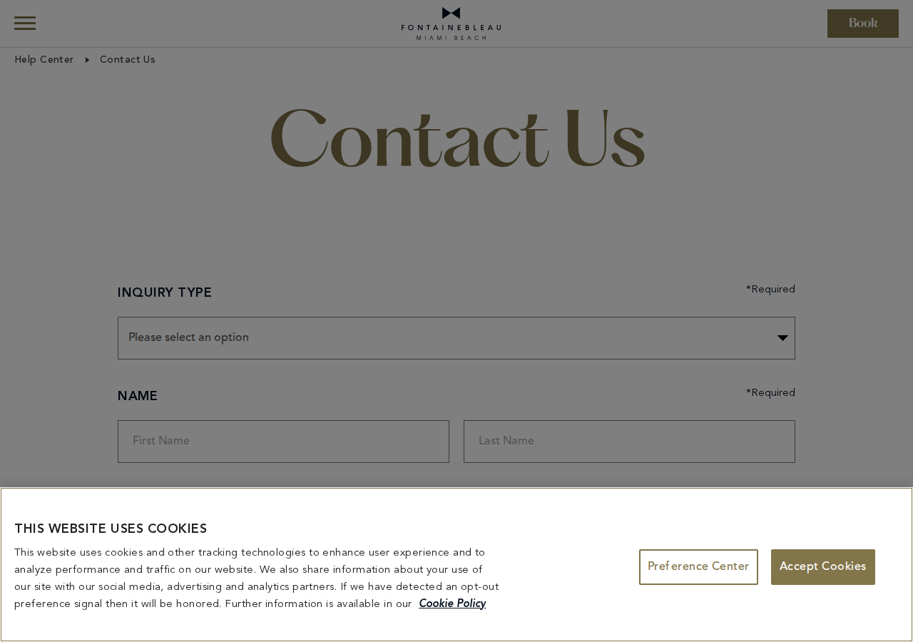 Screenshot of Contact Us - Fontainebleau Miami Beach