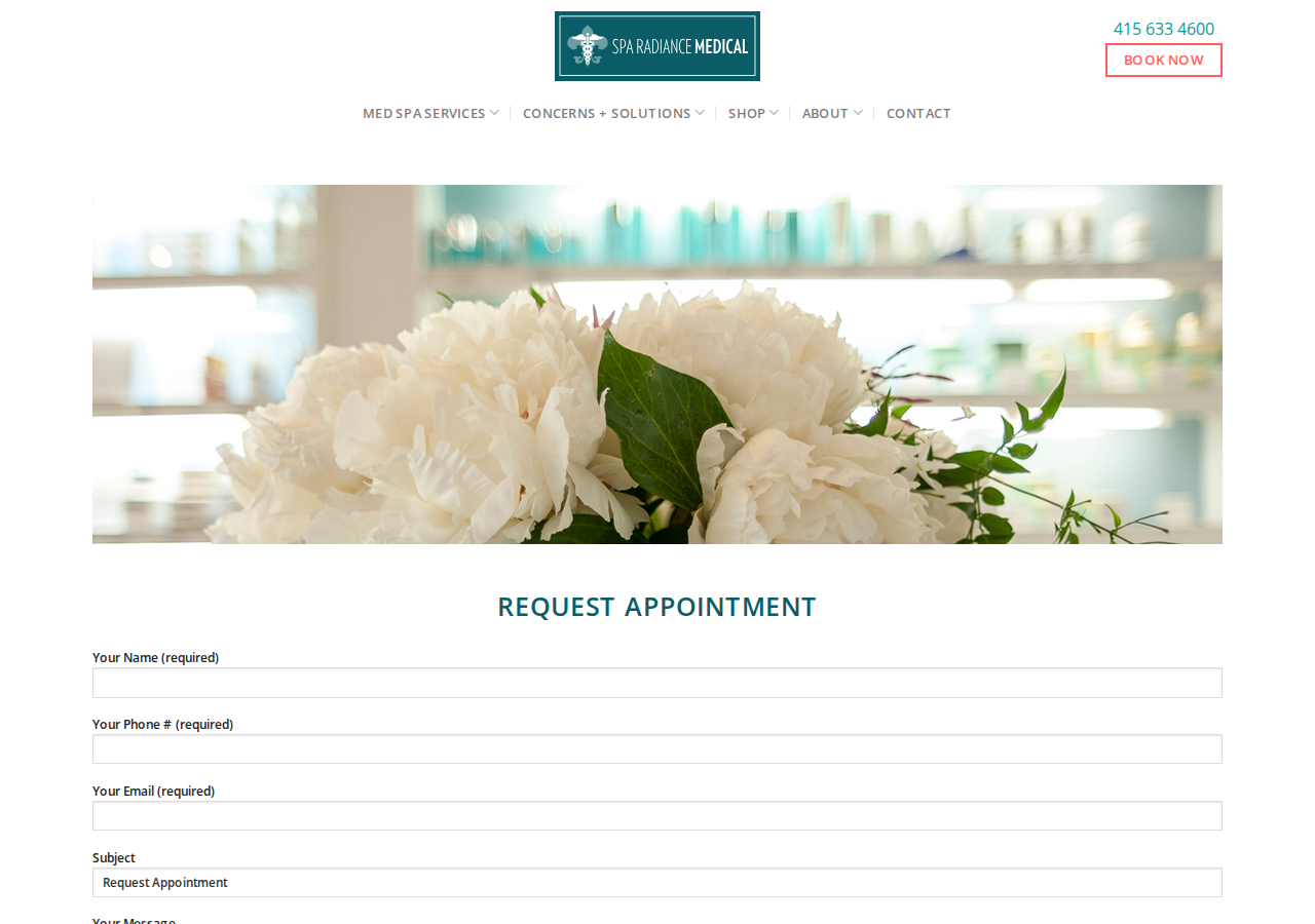 Screenshot of Request an Appointment | Spa Radiance Medical