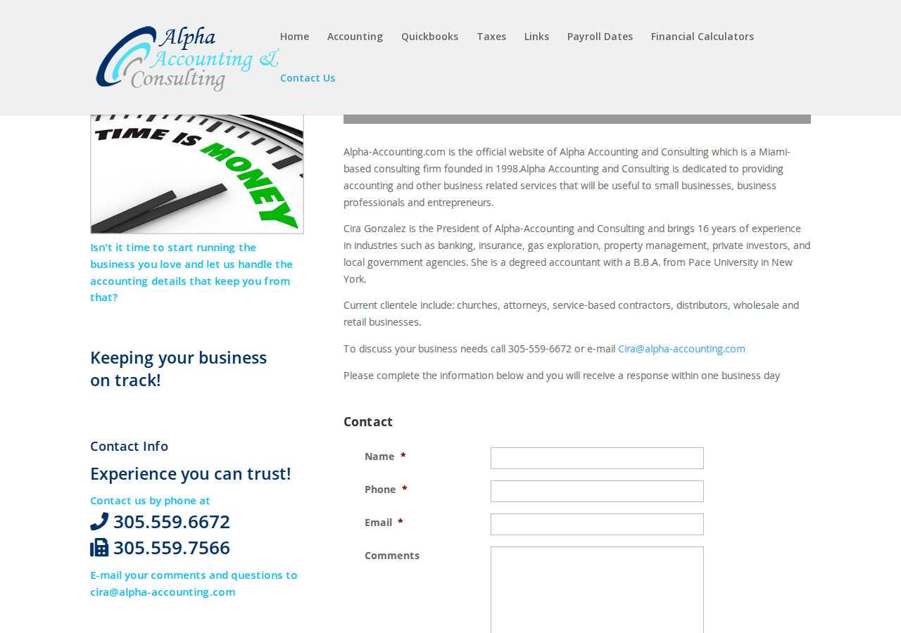 Screenshot of Contact Us Accounting Bookkeeping Services Quickbooks Miami