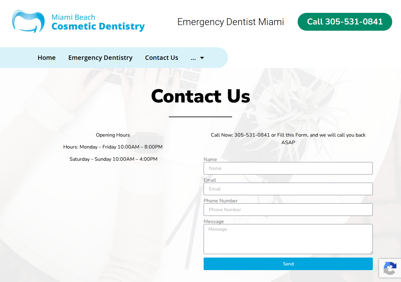 Screenshot of Contact Us - mbcosmeticdentistry