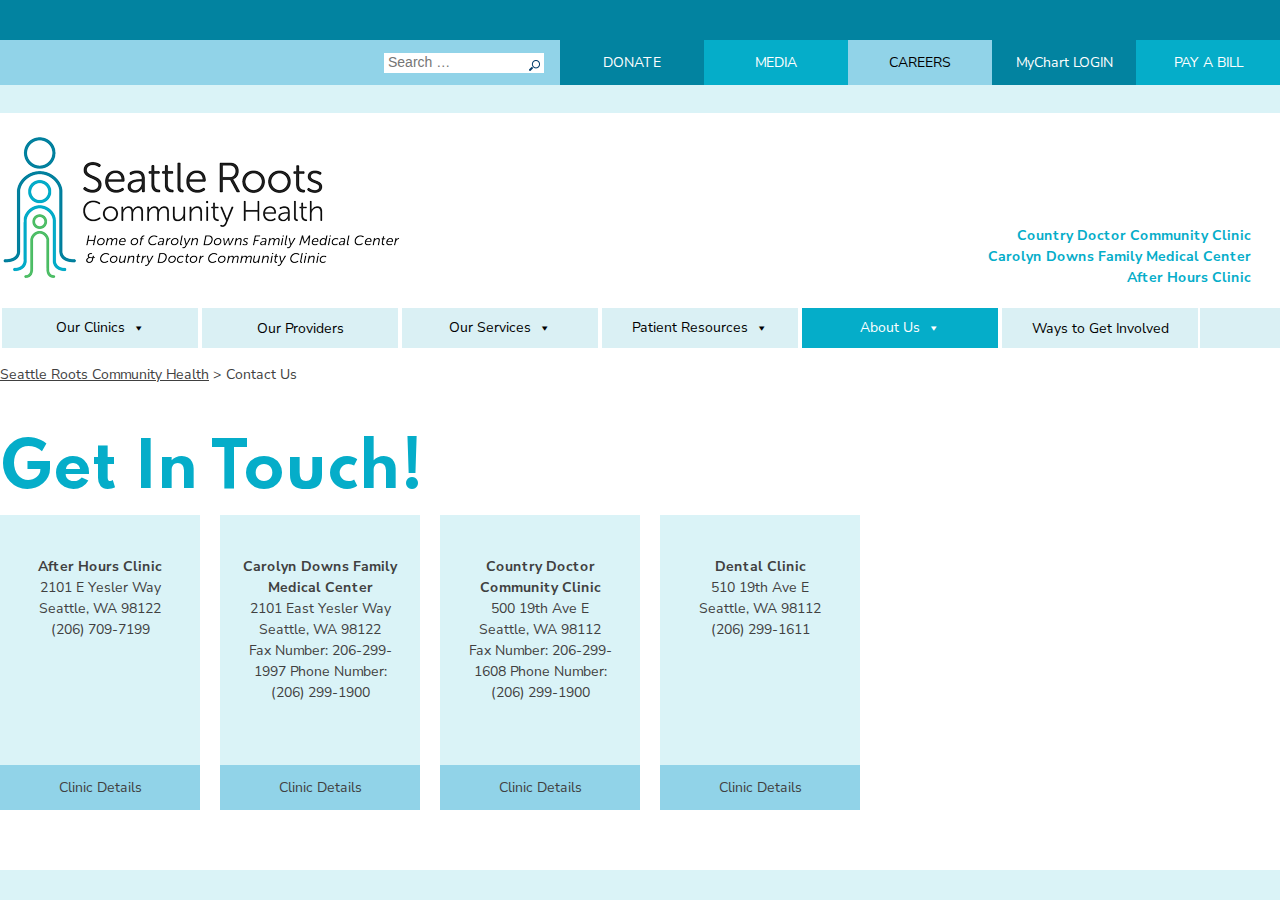 Screenshot of Contact Us – Seattle Roots Community Health