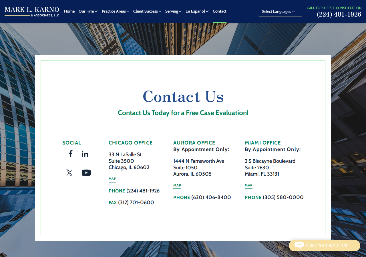 Screenshot of Contact Us | Mark L. Karno & Associates, LLC