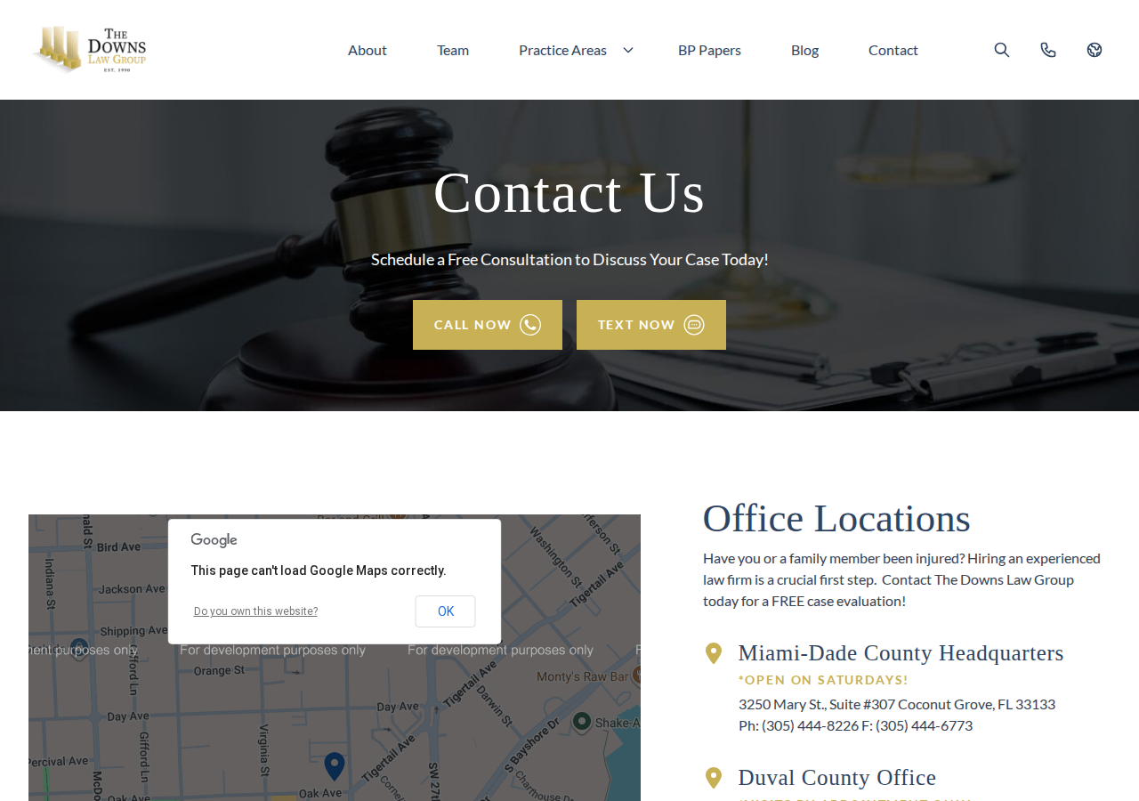 Screenshot of Contact | The Downs Law Group | A Miami, Florida Law Firm