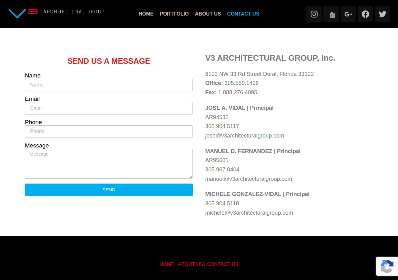 Screenshot of CONTACT US – Architectural Design Company Miami