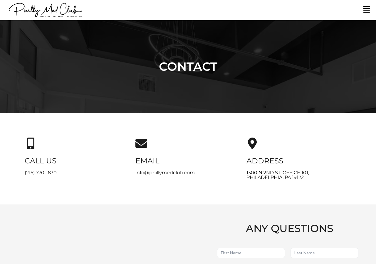 Screenshot of PhillyMedClub Contact | Best Medspa in Philadelphia, PA