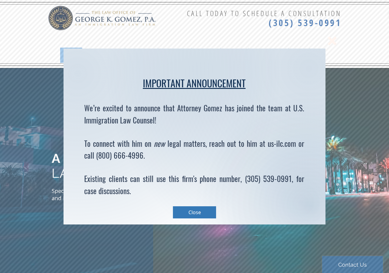 Screenshot of South Florida Immigration Attorney - The Law Office of George K. Gomez, P.A. | Miami Lakes