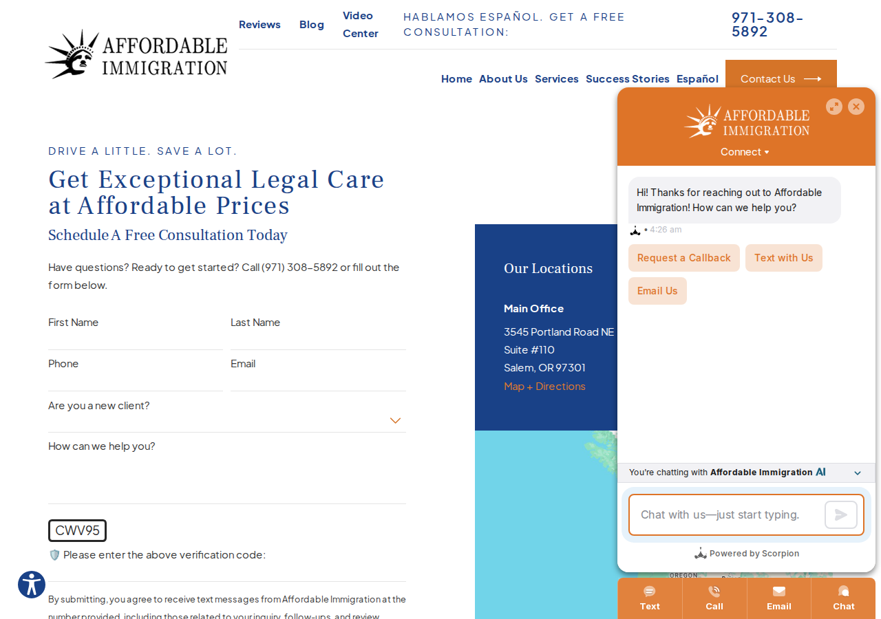 Screenshot of Salem Attorney | Contact